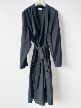 Lemaire Black Tie-Waist Long Trench Coat